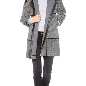 NWT-Rebecca Taylor Tweed and Leather Coat